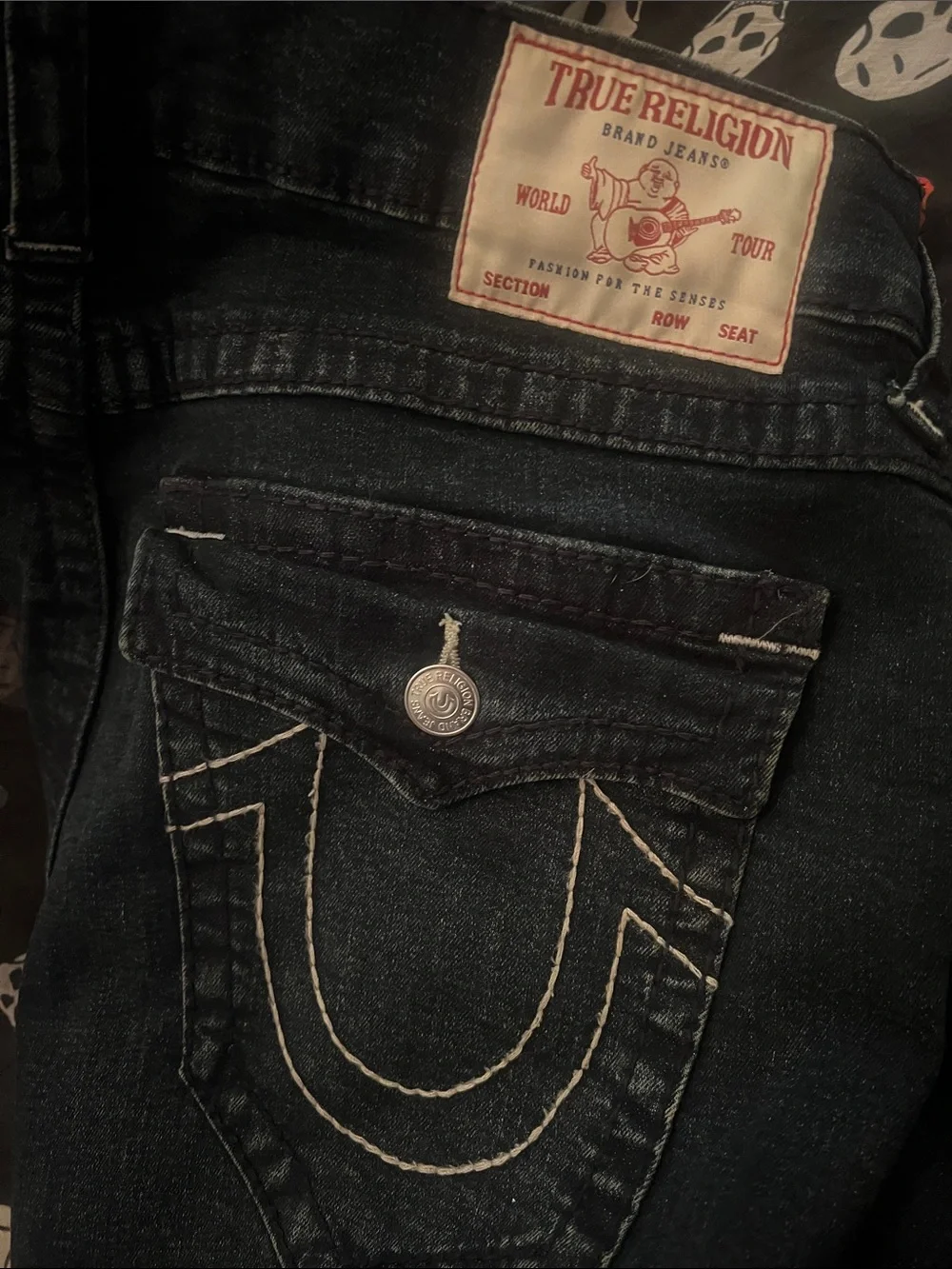 True Religion Ricky Relaxed Straight Jeans — Dark Blue Wash